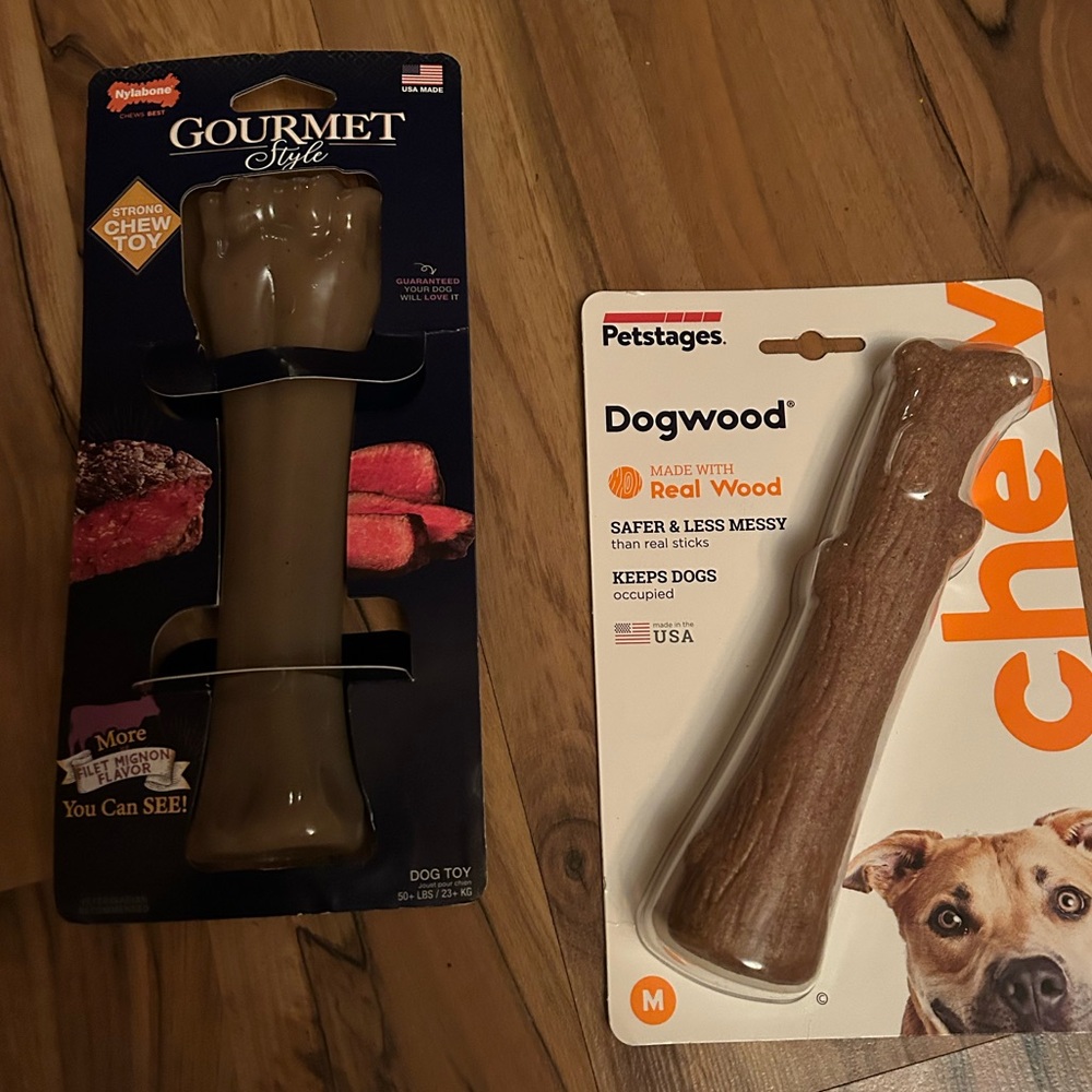 2 new dog chew toys